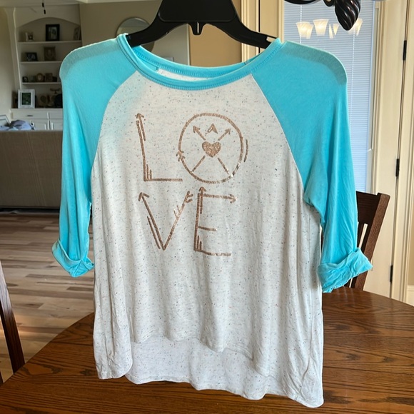 Comfy Flowy Hippie Top LOVE Ragland Sleeve - Picture 1 of 7